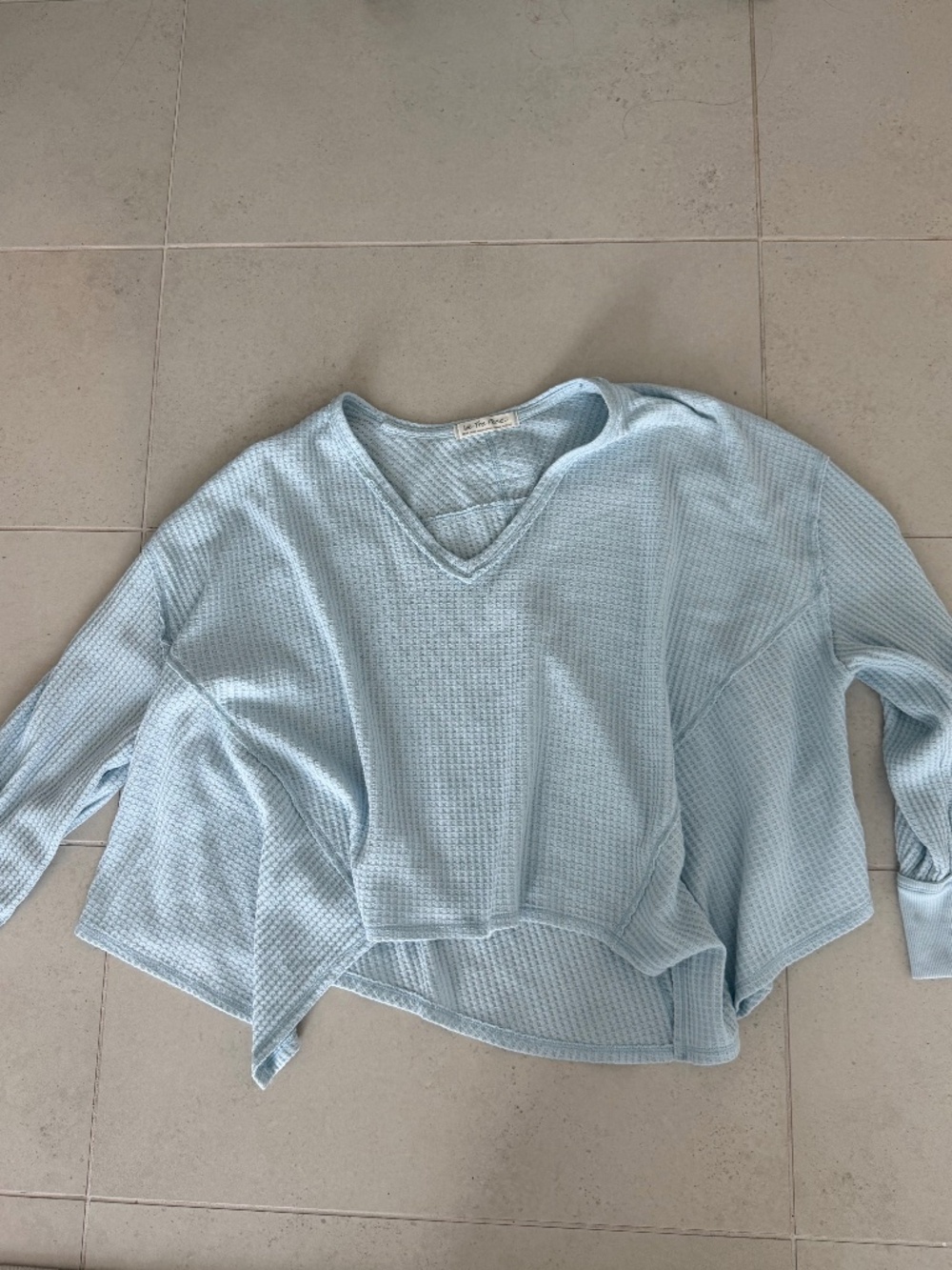 Free People XS Blue Oversized Long Sleeve Top